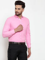Jainish Pink Formal Shirt with white detailing ( SF 419Pink ) | Grocsy