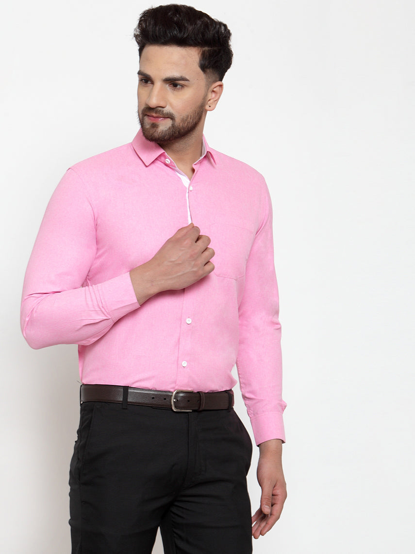 Jainish Pink Formal Shirt with white detailing ( SF 419Pink ) | Grocsy