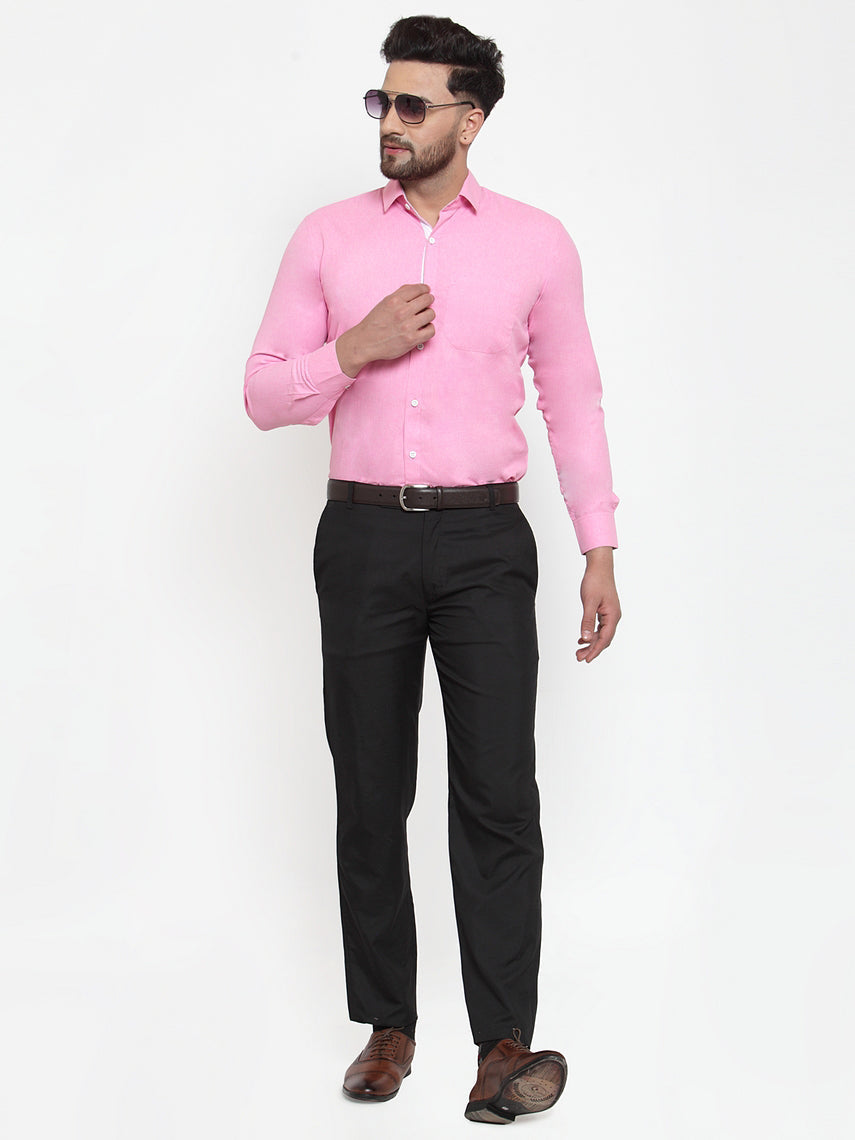 Jainish Pink Formal Shirt with white detailing ( SF 419Pink ) | Grocsy
