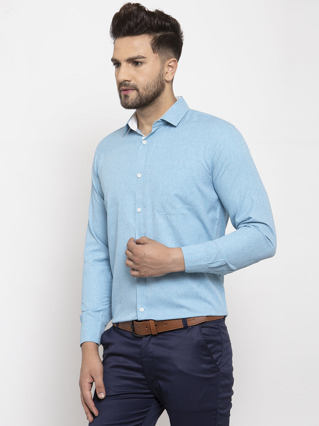 Jainish Pista Green Formal Shirt with white detailing ( SF 419Pista ) | Grocsy