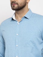 Jainish Pista Green Formal Shirt with white detailing ( SF 419Pista ) | Grocsy