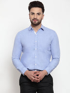 Jainish Sky Blue Formal Shirt with white detailing ( SF 419Sky ) | Grocsy