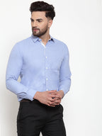 Jainish Sky Blue Formal Shirt with white detailing ( SF 419Sky ) | Grocsy