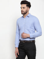Jainish Sky Blue Formal Shirt with white detailing ( SF 419Sky ) | Grocsy