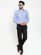 Jainish Sky Blue Formal Shirt with white detailing ( SF 419Sky ) | Grocsy