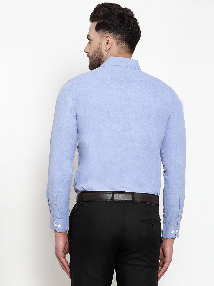 Jainish Sky Blue Formal Shirt with white detailing ( SF 419Sky ) | Grocsy
