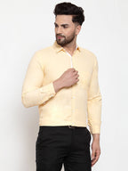 Jainish Yellow Formal Shirt with white detailing ( SF 419Yellow ) | Grocsy