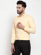 Jainish Yellow Formal Shirt with white detailing ( SF 419Yellow ) | Grocsy