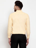 Jainish Yellow Formal Shirt with white detailing ( SF 419Yellow ) | Grocsy