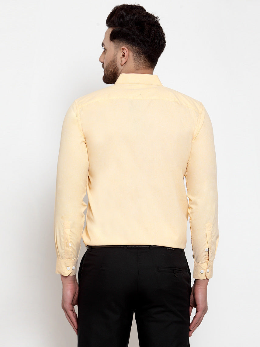 Jainish Yellow Formal Shirt with white detailing ( SF 419Yellow ) | Grocsy