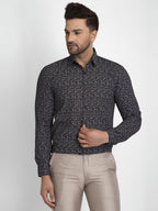 Jainish Black Printed Formal Shirt ( JSF 426Black ) | Grocsy