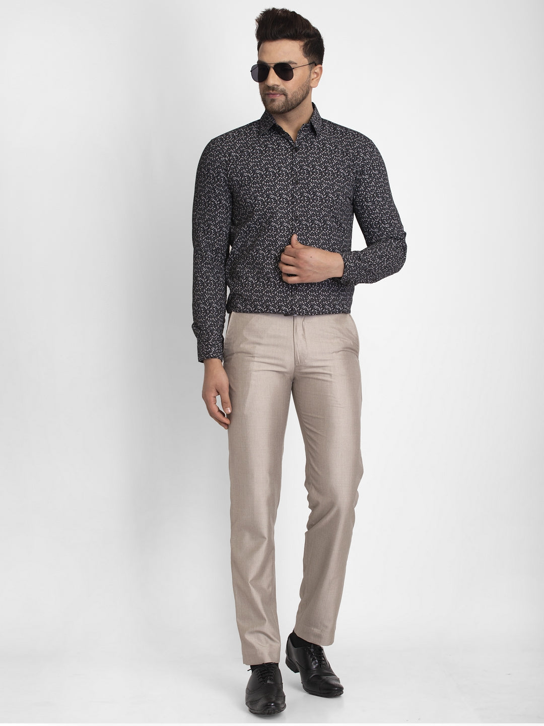 Jainish Black Printed Formal Shirt ( JSF 426Black ) | Grocsy