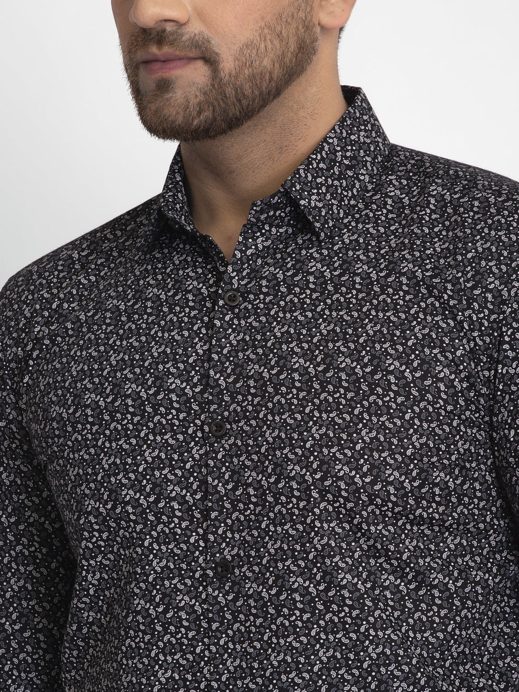Jainish Black Printed Formal Shirt ( JSF 426Black ) | Grocsy