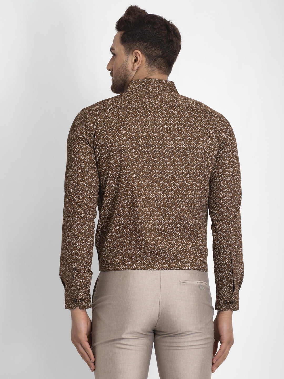 Jainish Coffee Brown Printed Formal Shirt ( JSF 426Coffee ) | Grocsy