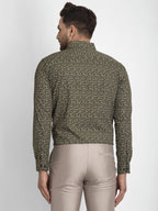 Jainish Olive Green Printed Formal Shirt ( JSF 426Olive ) | Grocsy