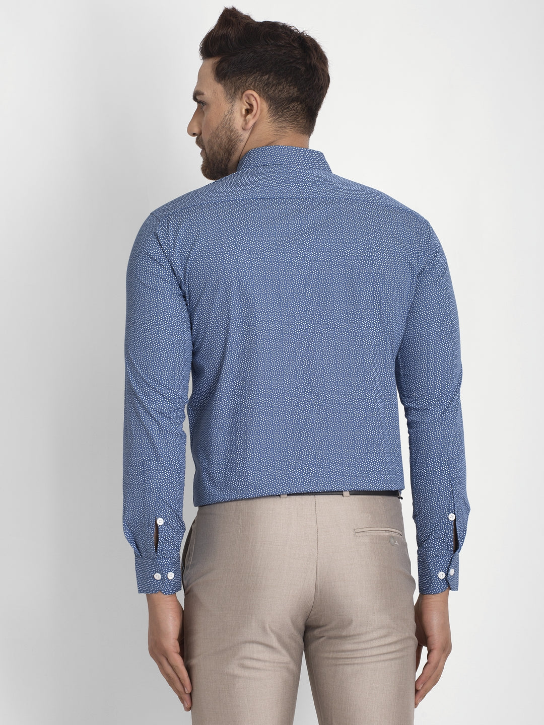 Jainish Blue Men's Cotton Printed Formal Shirts ( SF 428Blue ) | Grocsy
