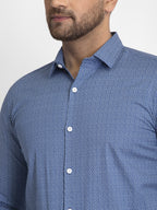 Jainish Blue Men's Cotton Printed Formal Shirts ( SF 428Blue ) | Grocsy
