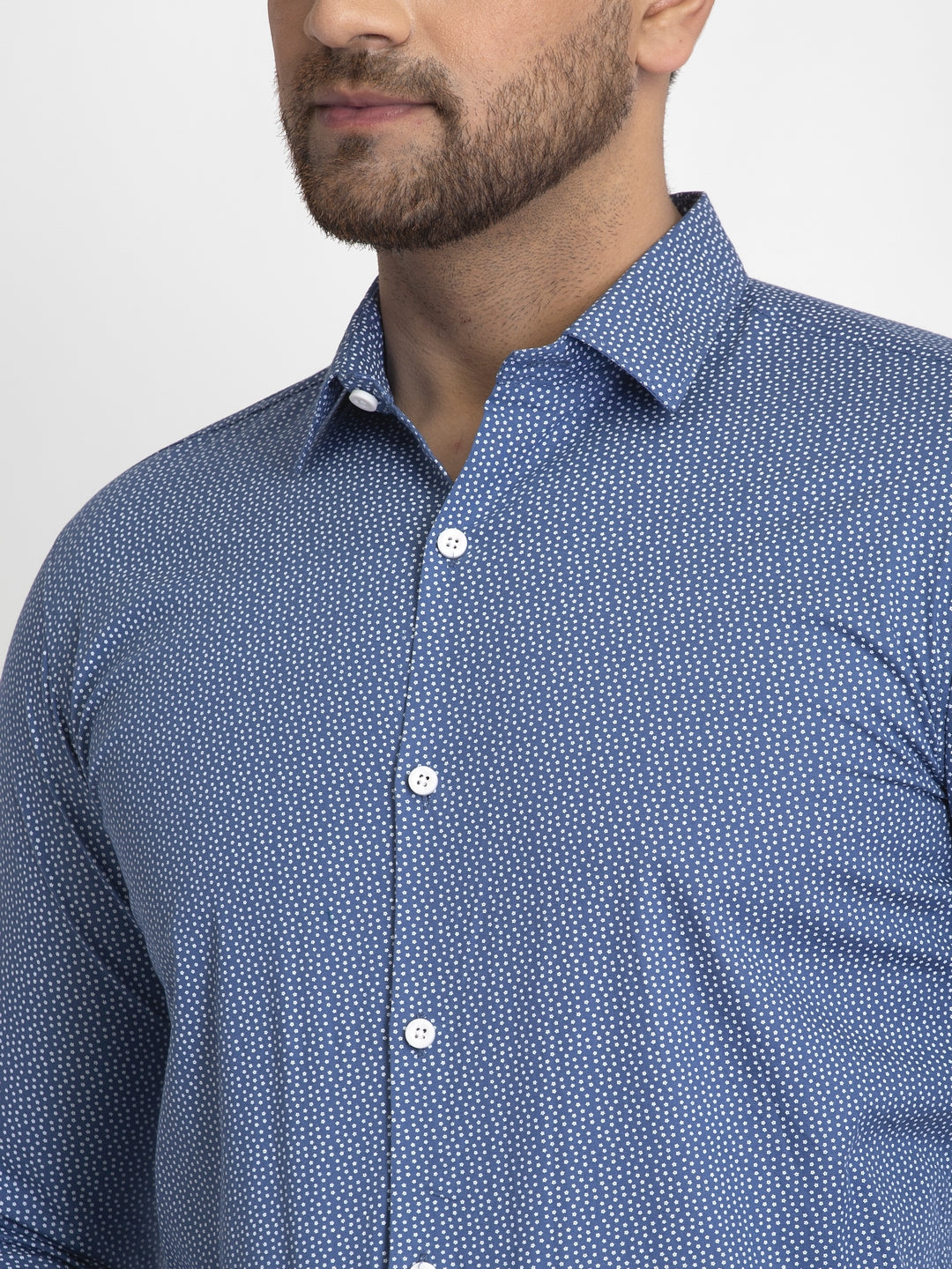 Jainish Blue Men's Cotton Printed Formal Shirts ( SF 428Blue ) | Grocsy