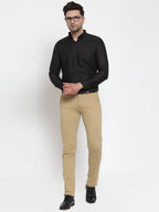Jainish Black Men's Cotton Solid Button Down Formal Shirts ( SF 713Black ) | Grocsy