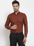 Jainish Brown Men's Cotton Solid Button Down Formal Shirts ( SF 713Brown ) | Grocsy