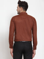 Jainish Brown Men's Cotton Solid Button Down Formal Shirts ( SF 713Brown ) | Grocsy
