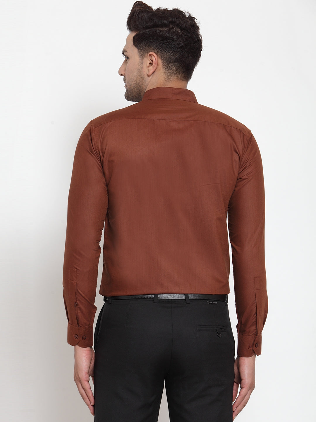 Jainish Brown Men's Cotton Solid Button Down Formal Shirts ( SF 713Brown ) | Grocsy