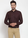 Jainish Brown Men's Cotton Solid Button Down Formal Shirts ( SF 713Coffee ) | Grocsy