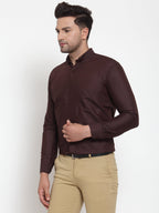 Jainish Brown Men's Cotton Solid Button Down Formal Shirts ( SF 713Coffee ) | Grocsy