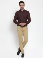 Jainish Brown Men's Cotton Solid Button Down Formal Shirts ( SF 713Coffee ) | Grocsy