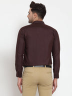 Jainish Brown Men's Cotton Solid Button Down Formal Shirts ( SF 713Coffee ) | Grocsy