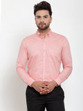 Jainish Red Men's Cotton Solid Button Down Formal Shirts ( SF 713Coral ) | Grocsy