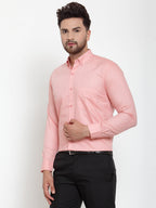 Jainish Red Men's Cotton Solid Button Down Formal Shirts ( SF 713Coral ) | Grocsy
