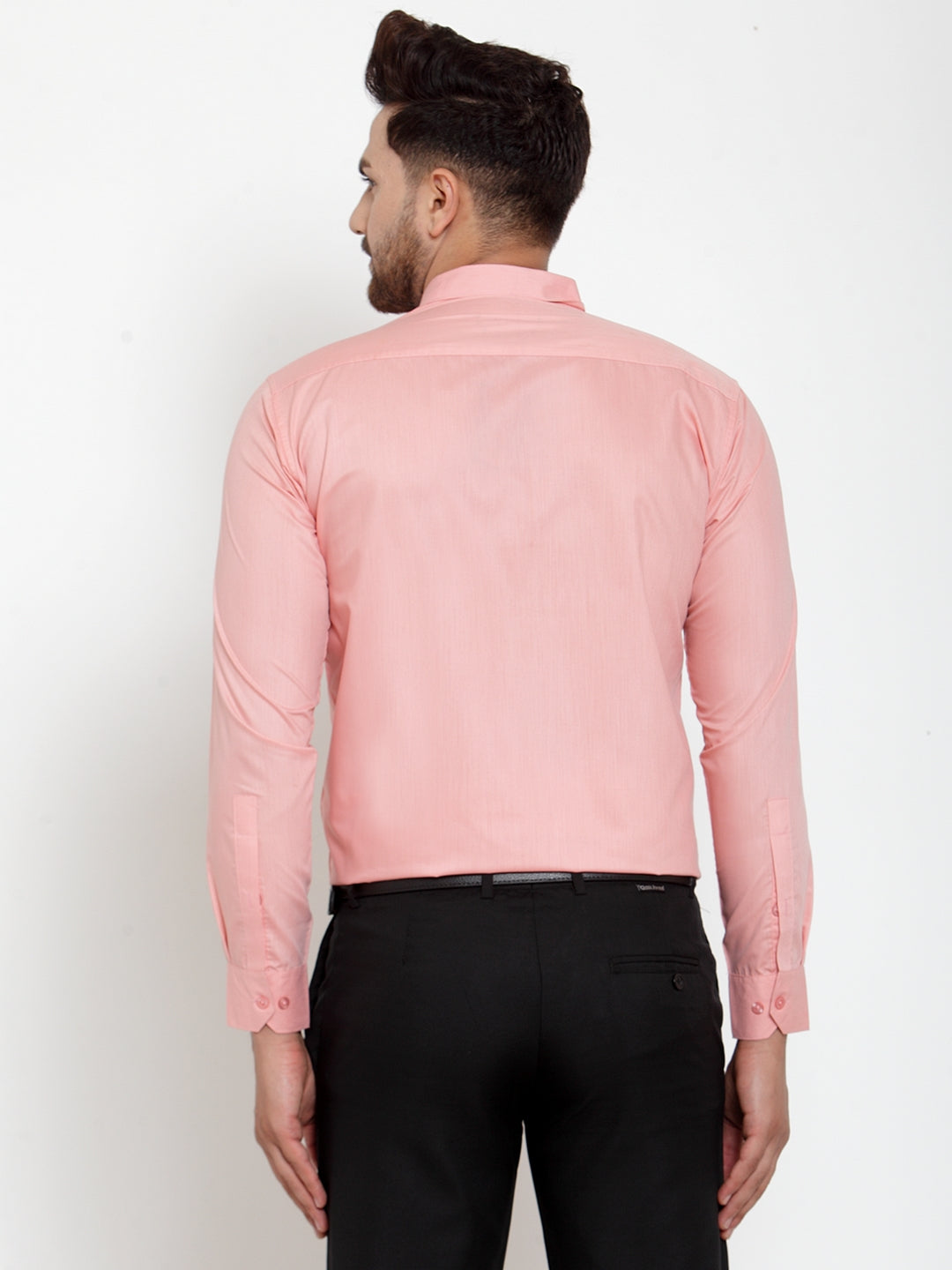 Jainish Red Men's Cotton Solid Button Down Formal Shirts ( SF 713Coral ) | Grocsy