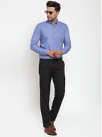Jainish Blue Men's Cotton Solid Button Down Formal Shirts ( SF 713Light-Blue ) | Grocsy