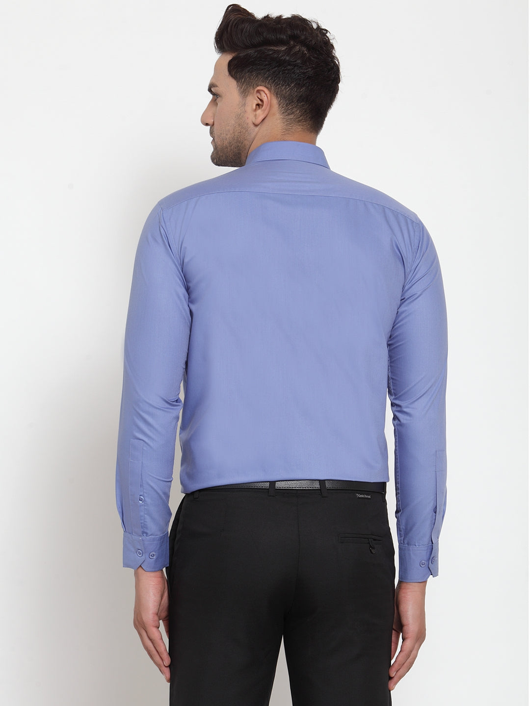 Jainish Blue Men's Cotton Solid Button Down Formal Shirts ( SF 713Light-Blue ) | Grocsy