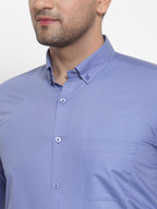 Jainish Blue Men's Cotton Solid Button Down Formal Shirts ( SF 713Light-Blue ) | Grocsy