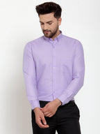 Jainish Purple Men's Cotton Solid Button Down Formal Shirts ( SF 713Light-Purple ) | Grocsy