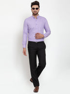Jainish Purple Men's Cotton Solid Button Down Formal Shirts ( SF 713Light-Purple ) | Grocsy