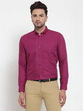 Jainish Red Men's Cotton Solid Button Down Formal Shirts ( SF 713Magenta ) | Grocsy