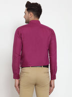 Jainish Red Men's Cotton Solid Button Down Formal Shirts ( SF 713Magenta ) | Grocsy