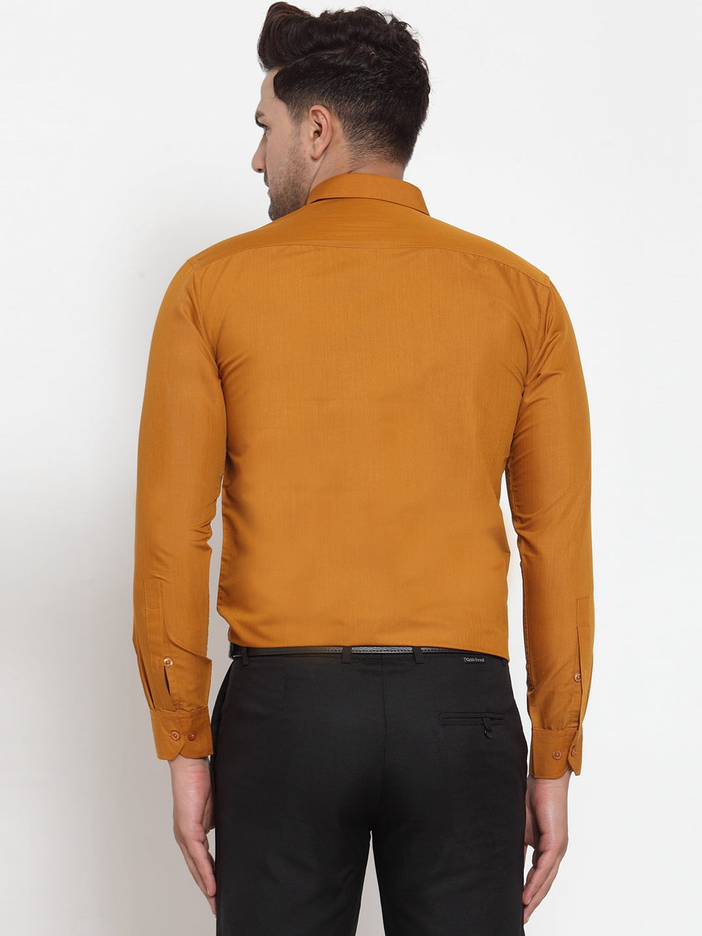 Jainish Yellow Men's Cotton Solid Button Down Formal Shirts ( SF 713Mustard ) | Grocsy