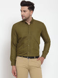 Jainish Green Men's Cotton Solid Button Down Formal Shirts ( SF 713Olive ) | Grocsy