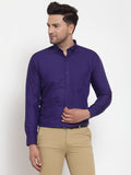 Jainish Purple Men's Cotton Solid Button Down Formal Shirts ( SF 713Purple ) | Grocsy