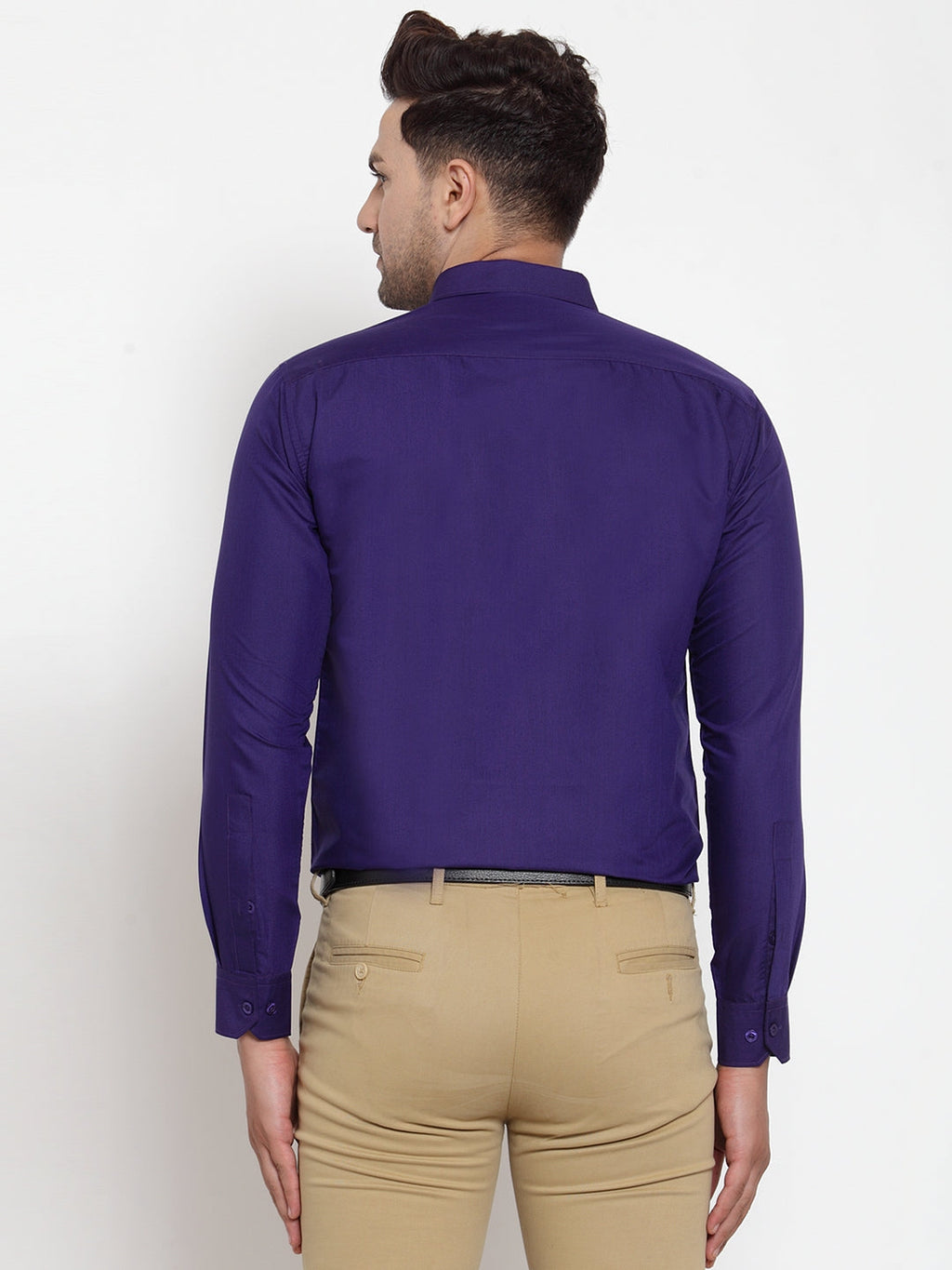 Jainish Purple Men's Cotton Solid Button Down Formal Shirts ( SF 713Purple ) | Grocsy