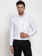 Jainish White Men's Cotton Solid Button Down Formal Shirts ( SF 713White ) | Grocsy