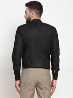 Jainish Black Men's Cotton Solid Mandarin Collar Formal Shirts ( SF 726Black ) | Grocsy