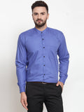 Jainish Blue Men's Cotton Solid Mandarin Collar Formal Shirts ( SF 726Royal-Blue ) | Grocsy