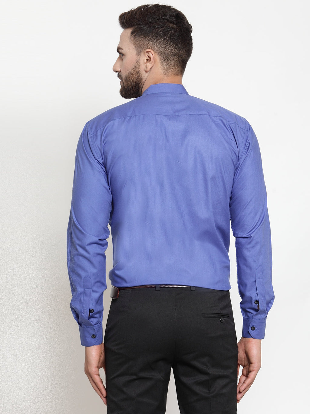 Jainish Blue Men's Cotton Solid Mandarin Collar Formal Shirts ( SF 726Royal-Blue ) | Grocsy