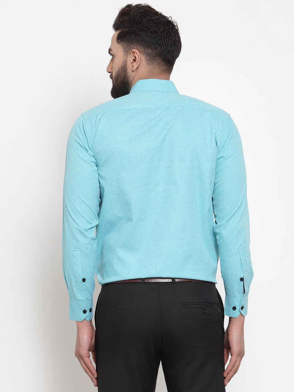 Jainish Green Men's Cotton Solid Button Down Formal Shirts ( SF 734Aqua ) | Grocsy