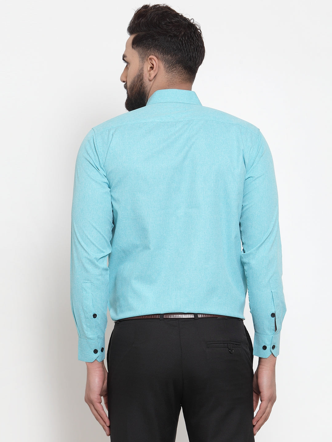 Jainish Green Men's Cotton Solid Button Down Formal Shirts ( SF 734Aqua ) | Grocsy